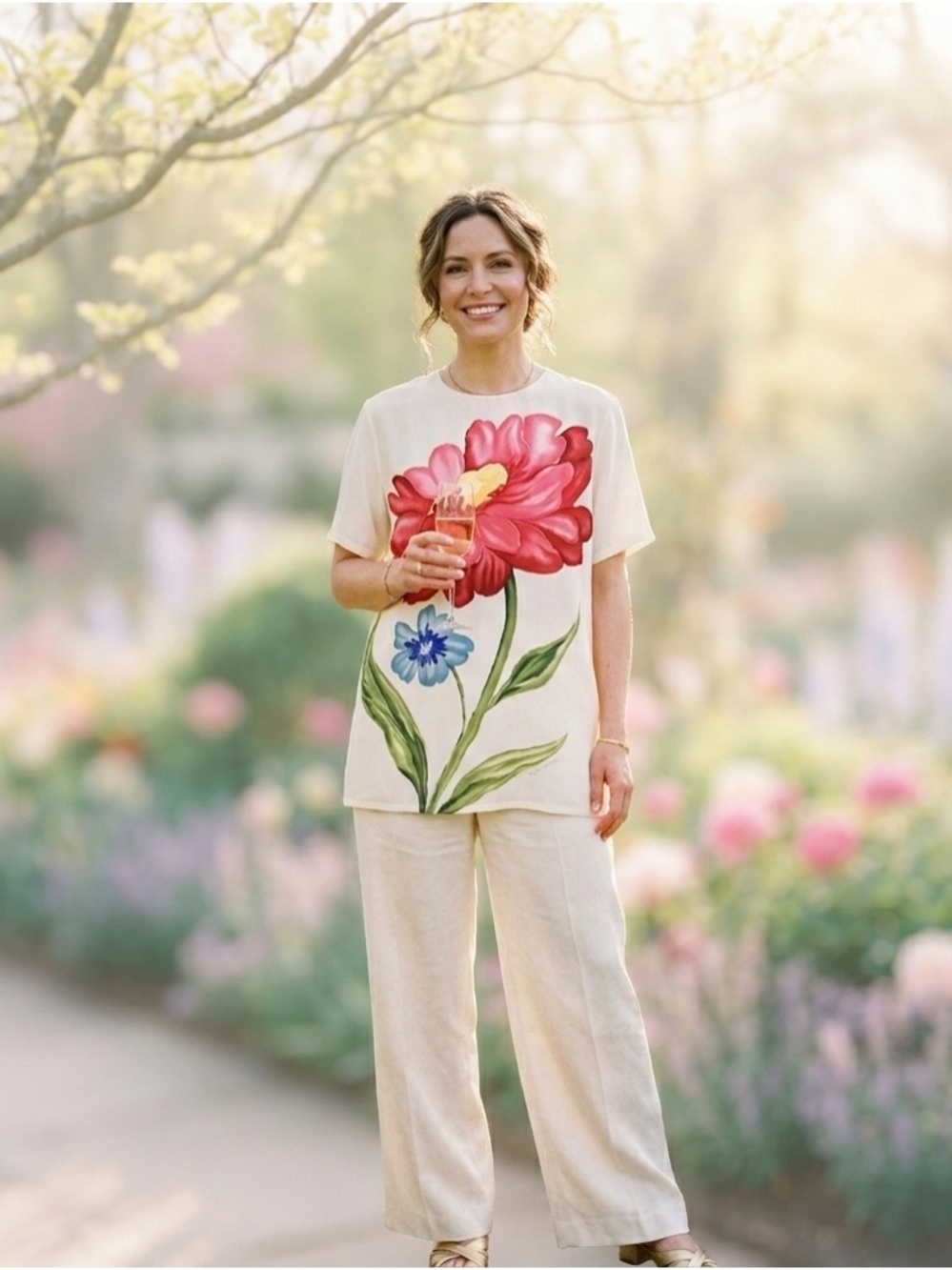 Diane Von Furstenberg Cream Silk Blouse Kentucky derby anyone?